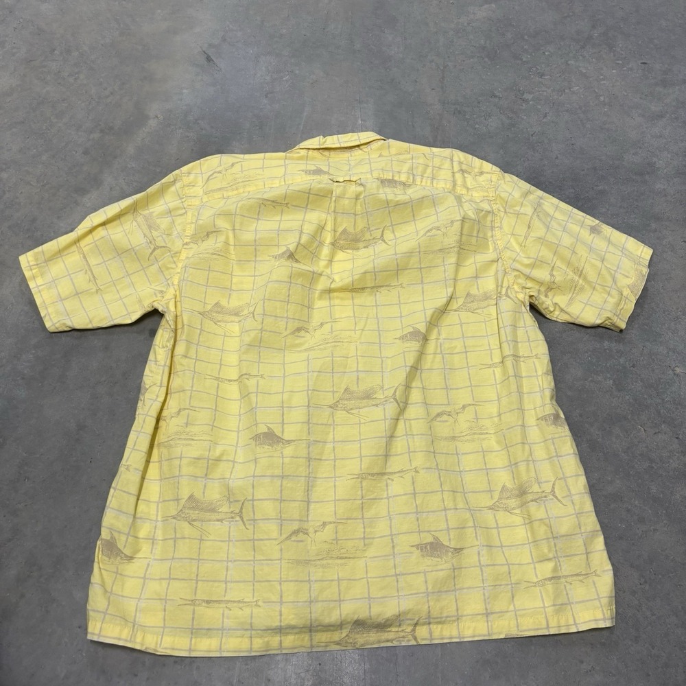 Columbia Shirt Men's XXL Yellow River Lodge Swordfish Gull Button Down Short Slv - Picture 2 of 3